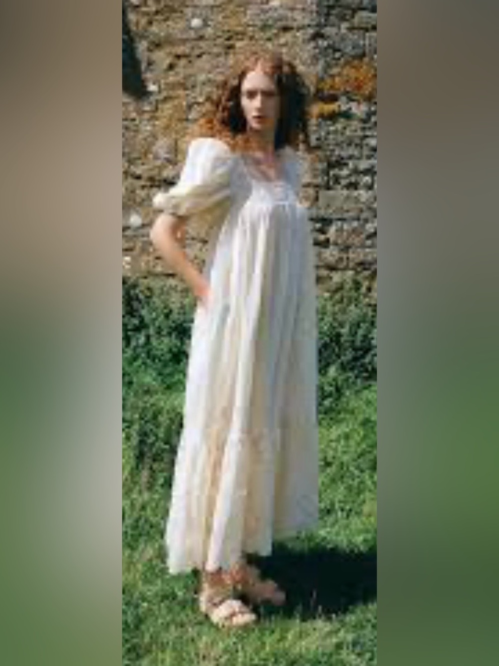 Loeffler Randall Cream Jo Puff-Sleeve Maxi Dress Romantic Heirloom Boho